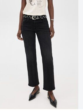 Mother High waisted rider ankle Black straight leg Jeans 28